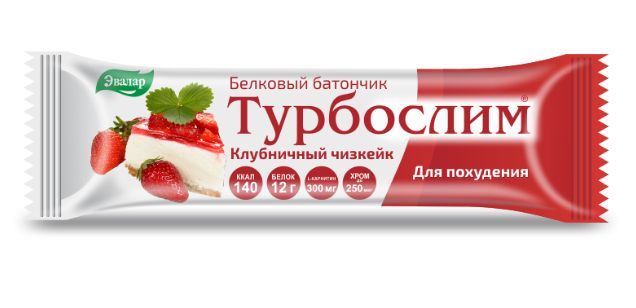 Изображение товара Батончик белковый для контроля веса Клубничный чизкейк Эвалар Турбослим 50г