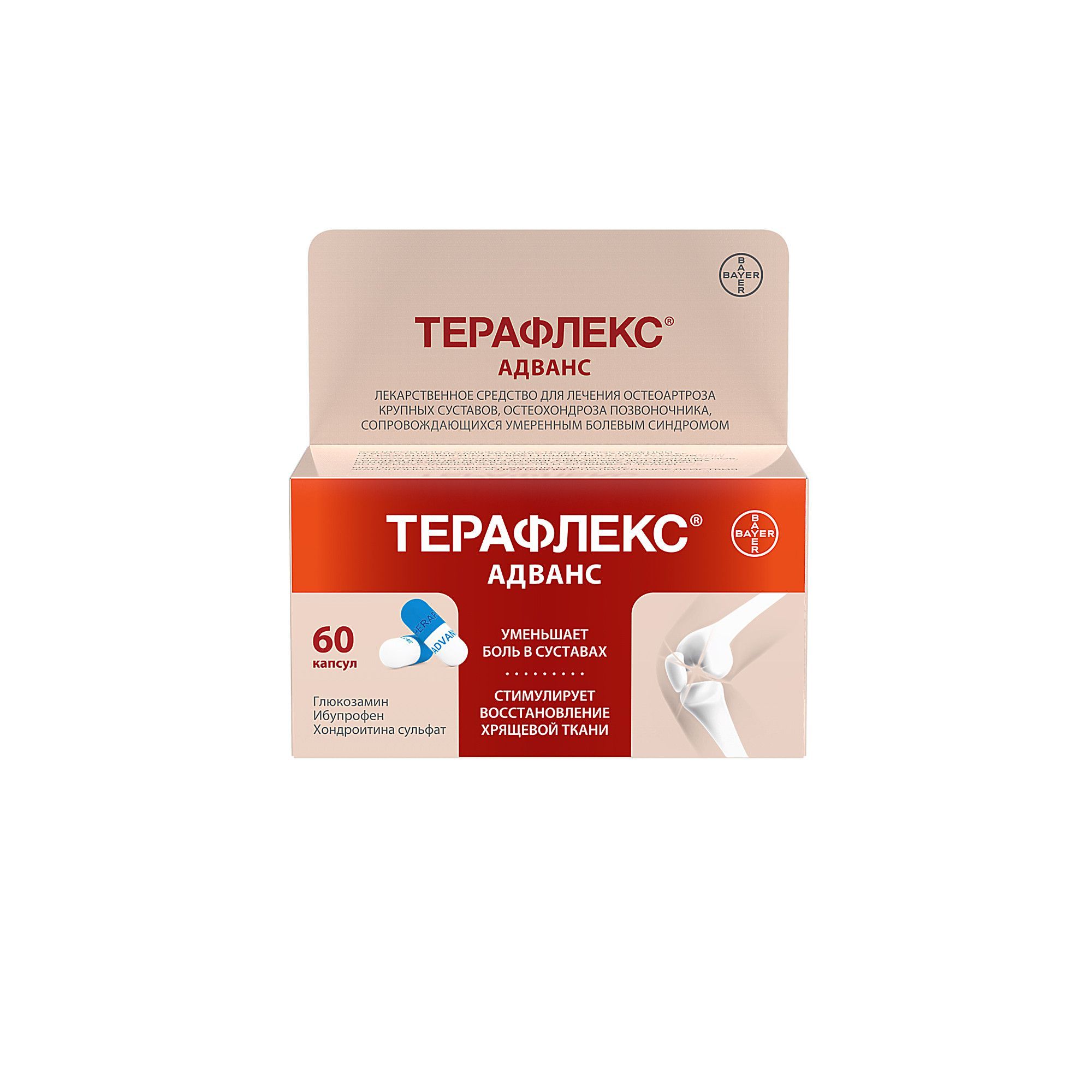 Изображение товара Терафлекс Адванс капсулы 250мг 100мг 200мг 60 шт для суставов и позвоночника