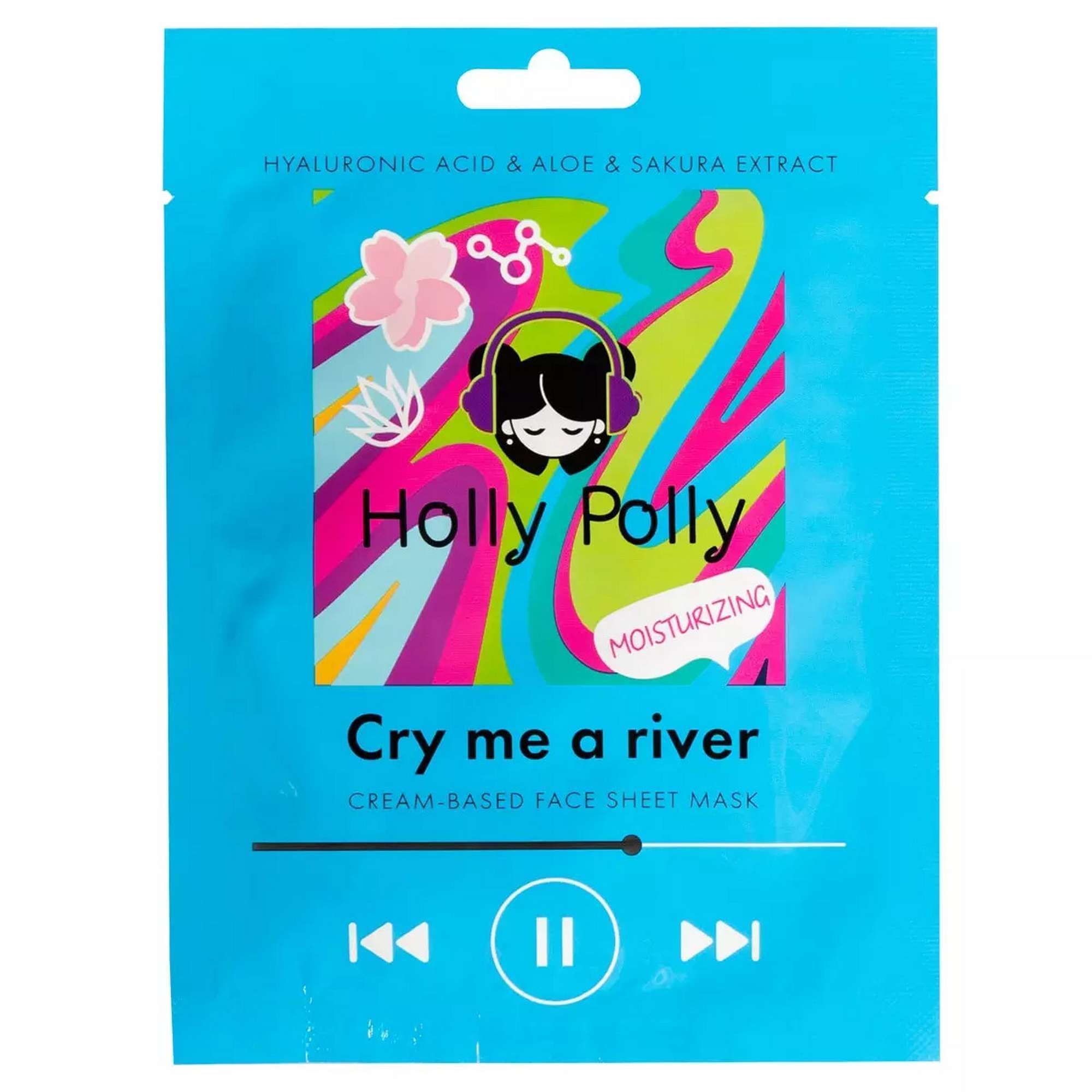Изображение товара Маска тканевая для лица с гиалуроном алоэ и сакурой Cry me a river Holly Polly 22 г