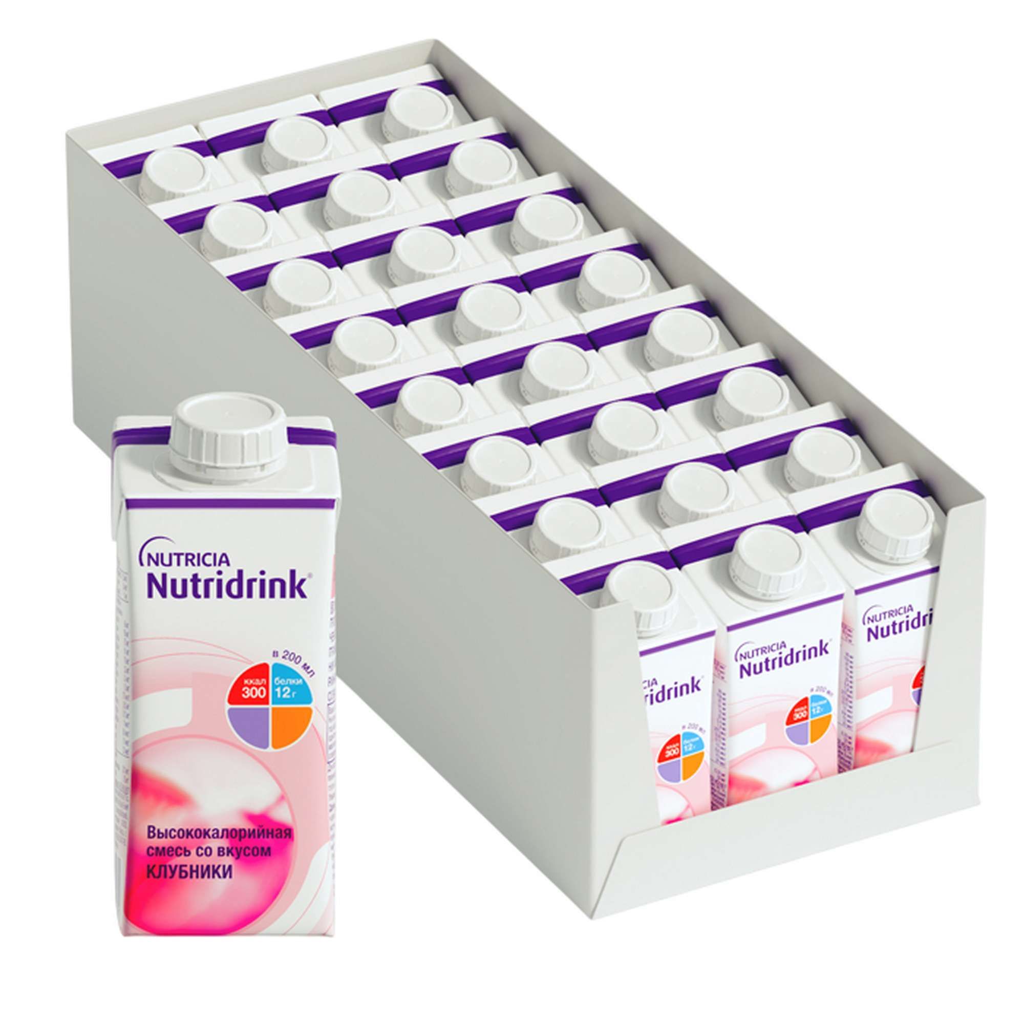 Изображение товара 24Х Питание лечебное диетическое высококалорийное со вкусом клубники Nutridrink 200мл