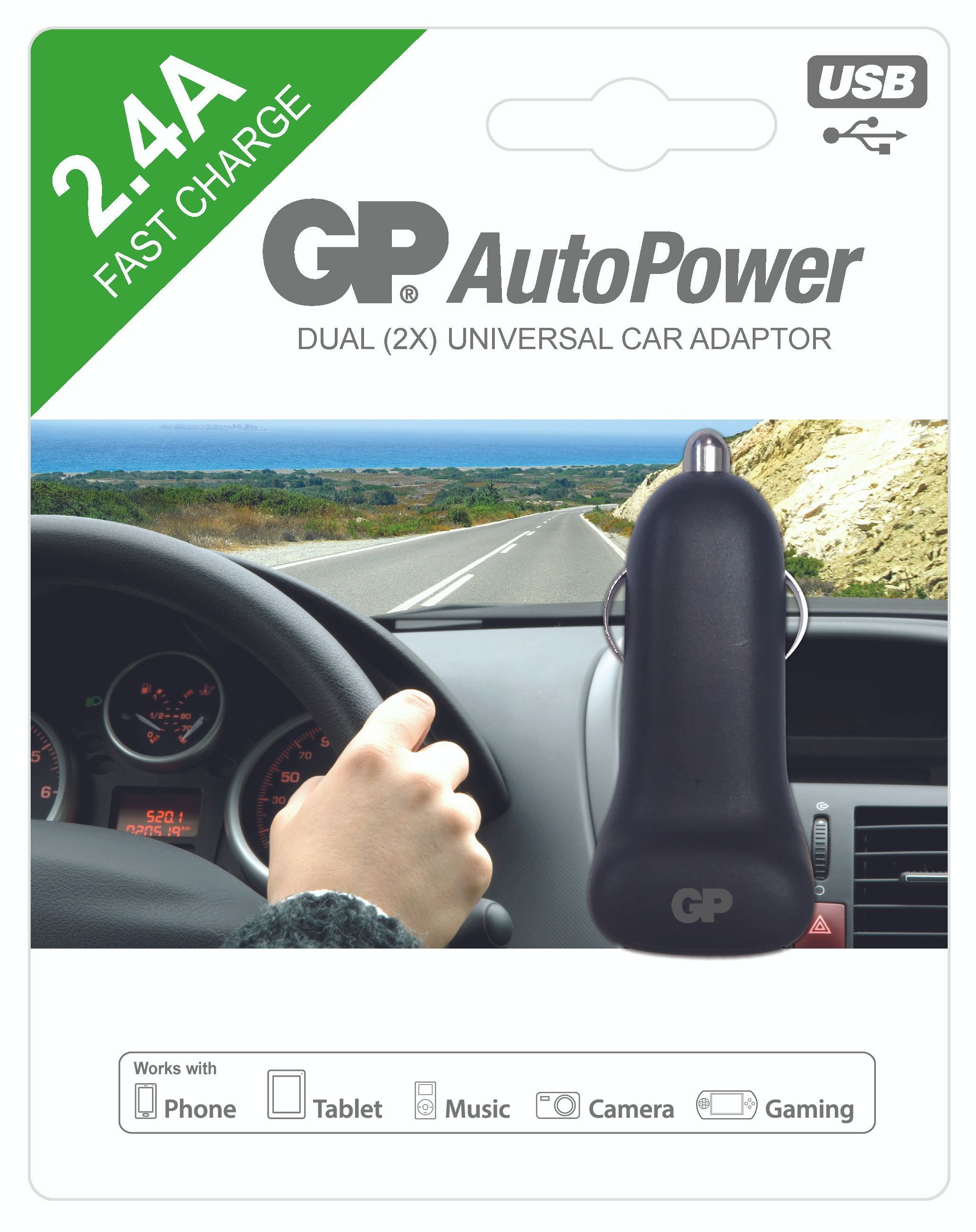 Изображение товара Устройство зарядное автомобильное AP21B 2USB GP/ДжиПи