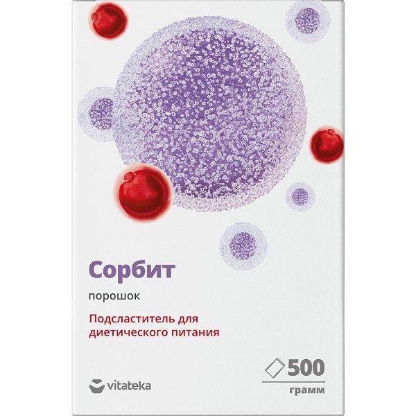Изображение товара Подсластитель сорбит Vitateka порошок 500г для диетического питания Изображение товара Подсластитель сорбит Vitateka порошок 500г для диетического питания