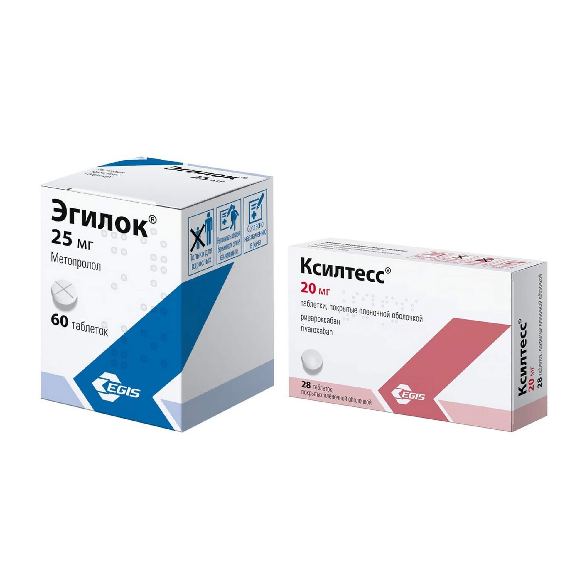 Изображение товара 1X Ксилтесс таблетки п/о плен. 20мг 28шт + 1X Эгилок таблетки 25мг 60шт