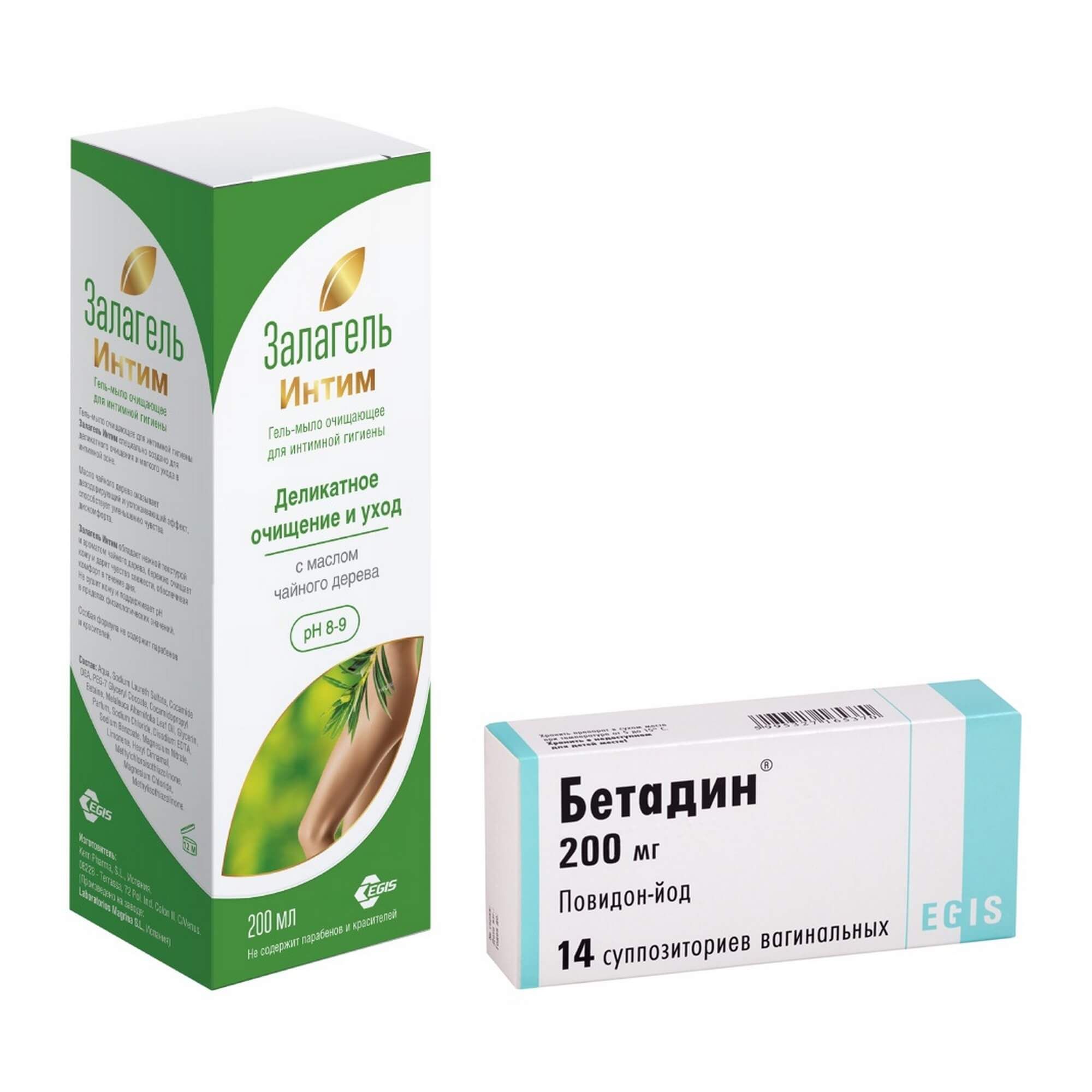 Изображение товара Бетадин вагинальные суппозитории 200мг 14 шт + Залагель гель-мыло интим 200 мл