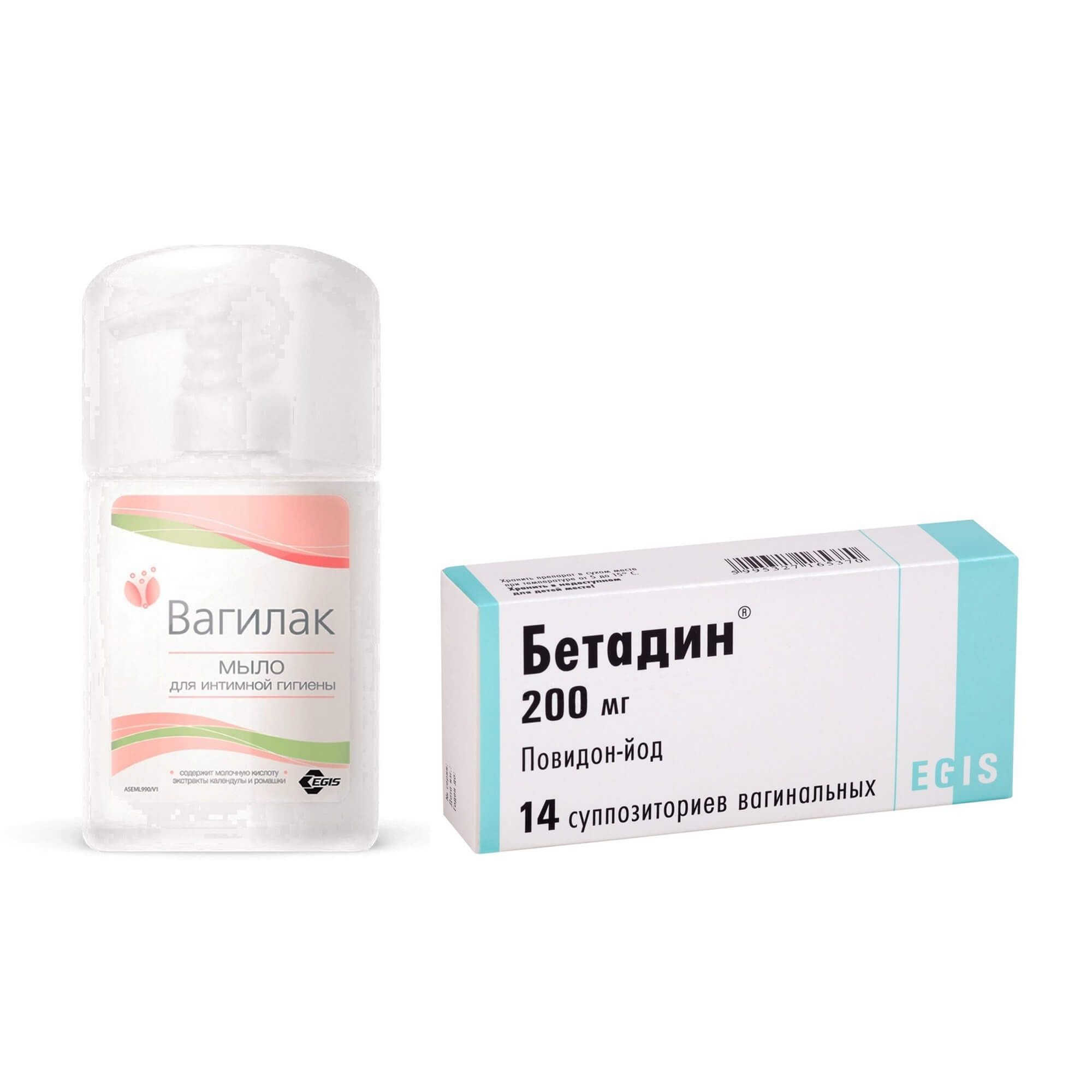 Изображение товара 1X Мыло Вагилак жидкое для интимной гигиены 250 мл + 1X Бетадин суппозитории вагинальные 200мг 14шт