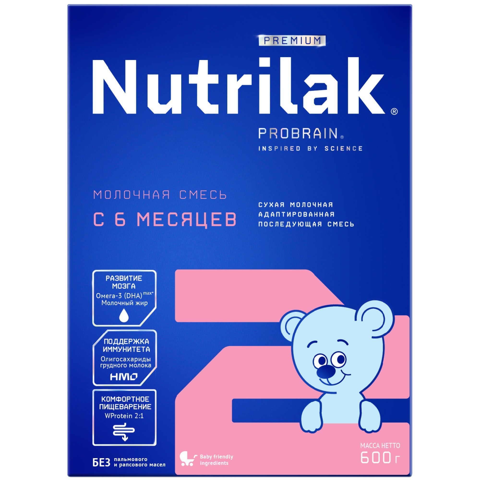 Изображение товара Молочная адаптированная смесь Nutrilak Premium+ 2 для детей 6 месяцев 600г