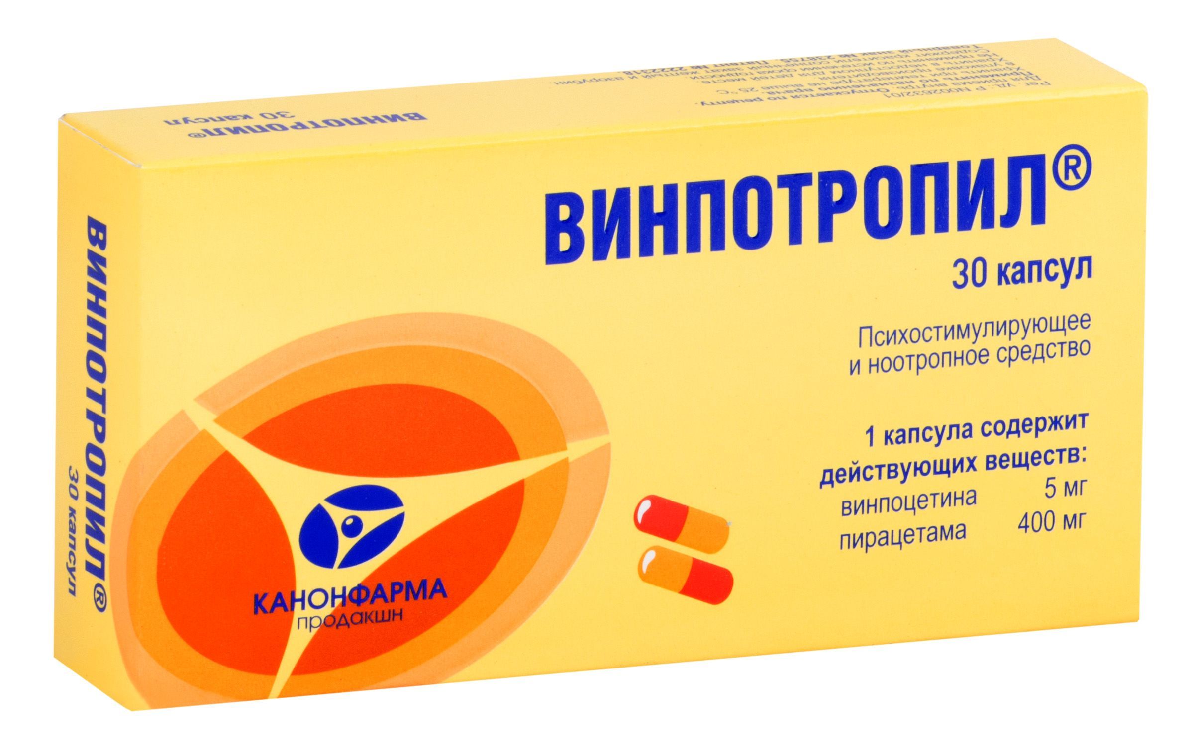 Изображение товара Винпотропил капсулы 5мг+400мг 30шт