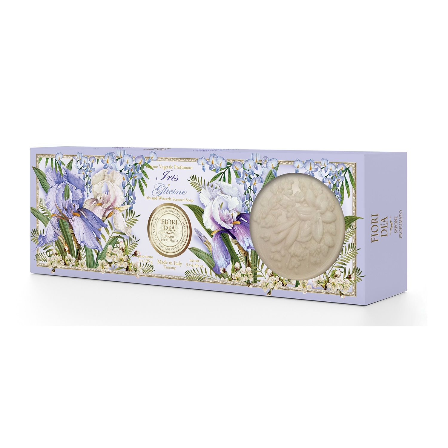 Изображение товара Мыло кусковое ирис и глициния Fiori Dea/Фьери Дея 125г 3шт
