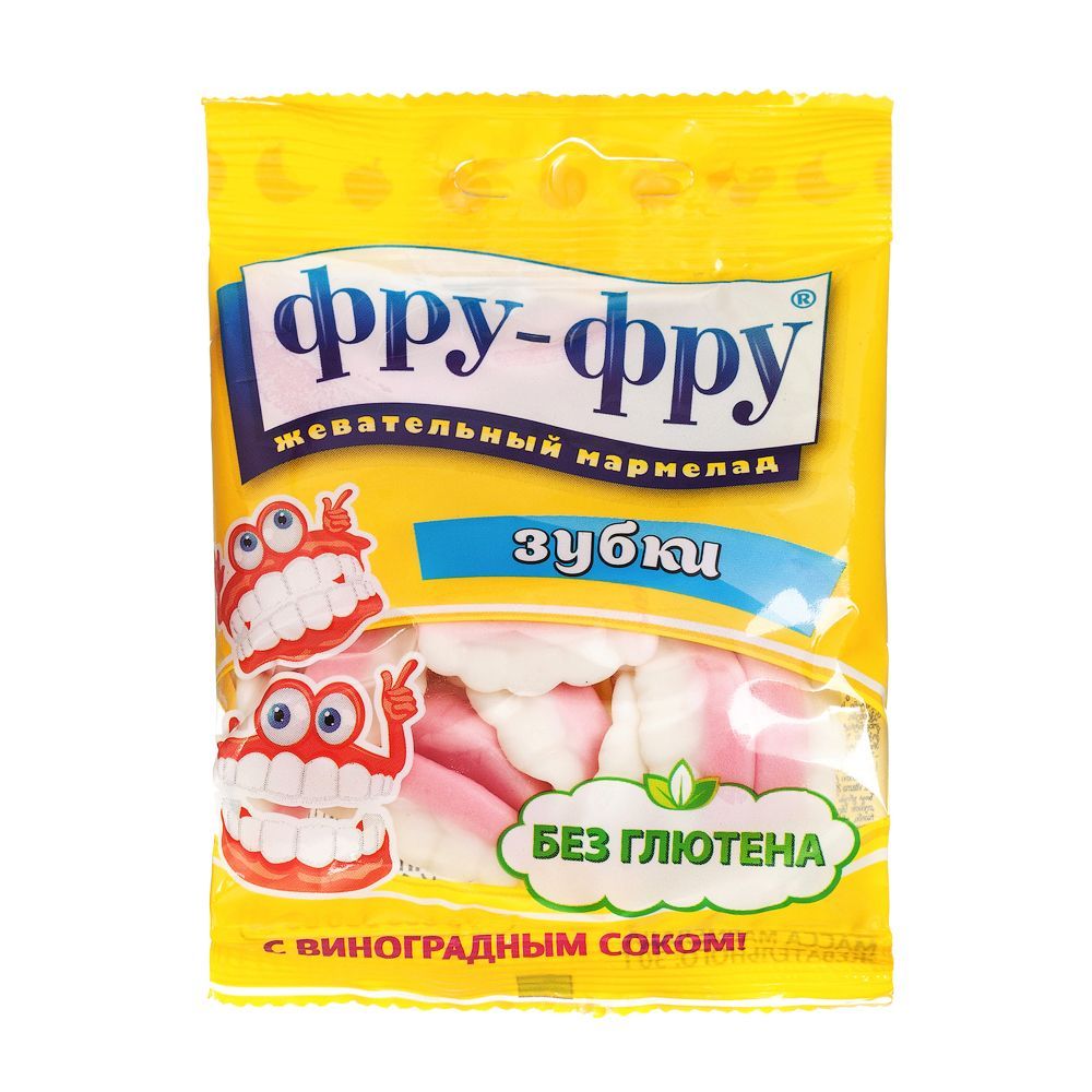 Изображение товара Мармелад жевательный с натуральным соком Зубки Фру-Фру 30 г - полезный десерт без глютена