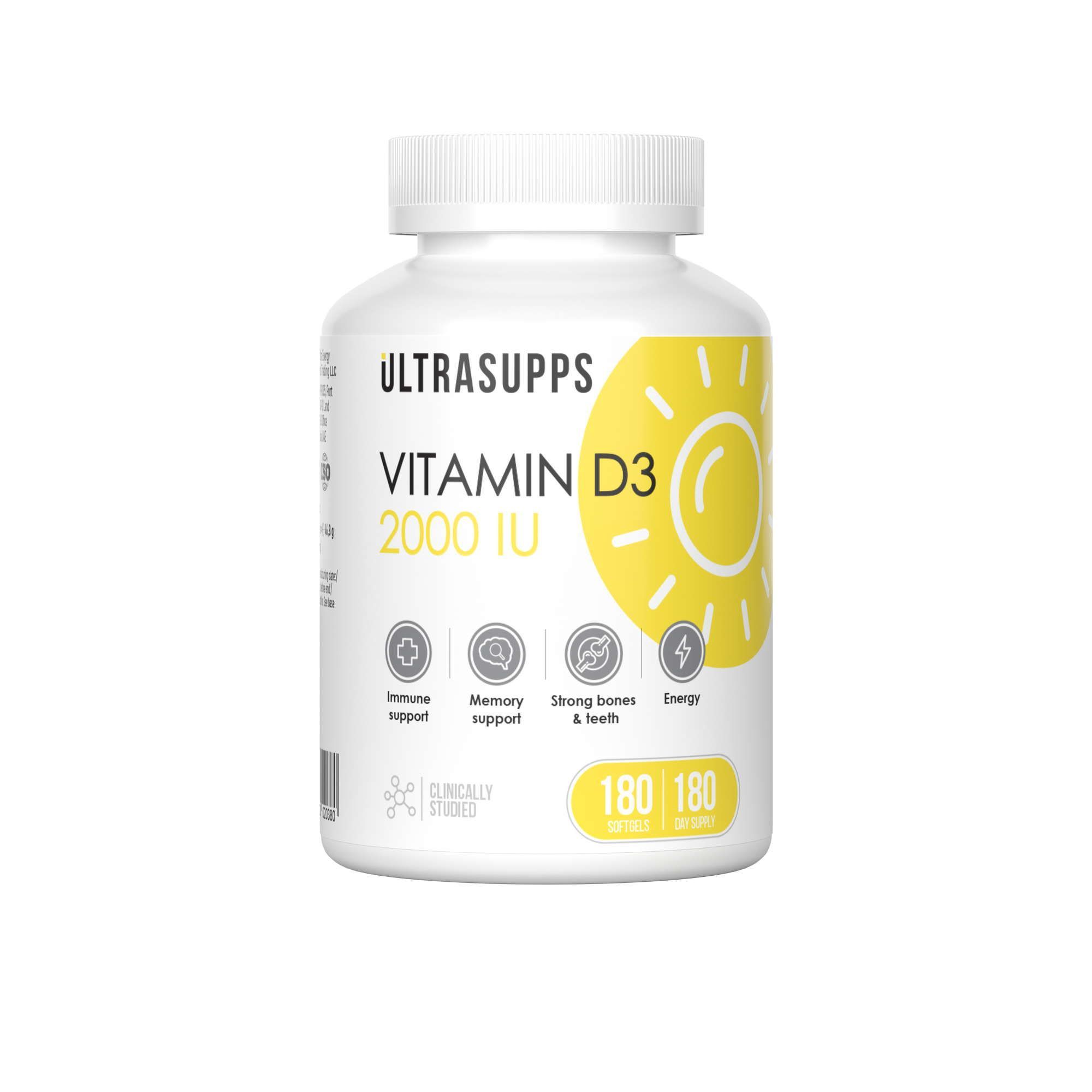 Изображение товара Витамин Д3 UltraSupps/Ультрасаппс капсулы мягкие 2000МЕ 260мг 180шт