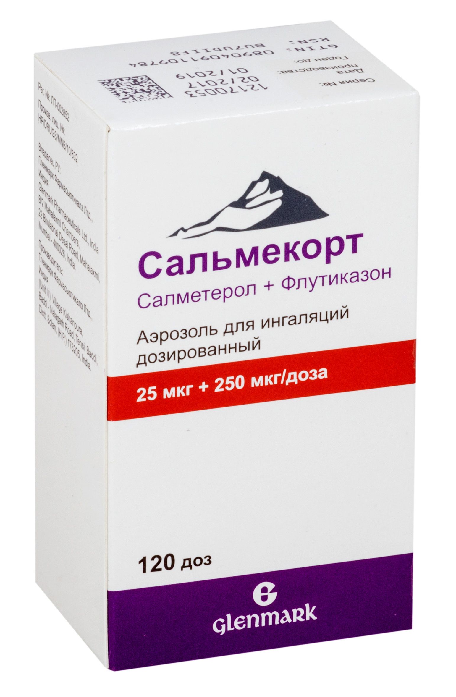 Изображение товара Сальмекорт аэрозоль для ингаляций дозированный 25мкг+250мкг/доза 120доз