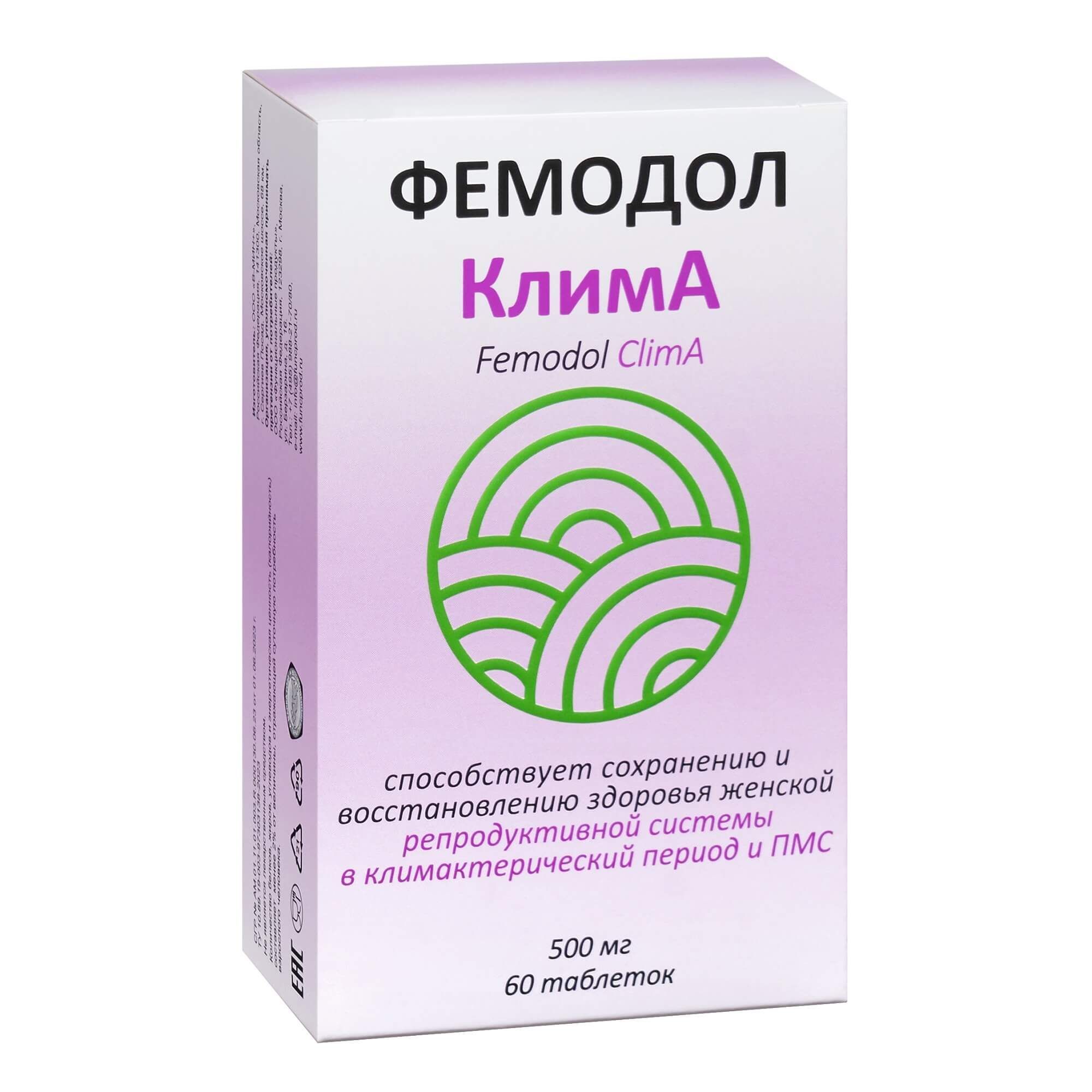 Изображение товара Фемодол Клима таблетки 500мг 60 шт для облегчения симптомов менопаузы