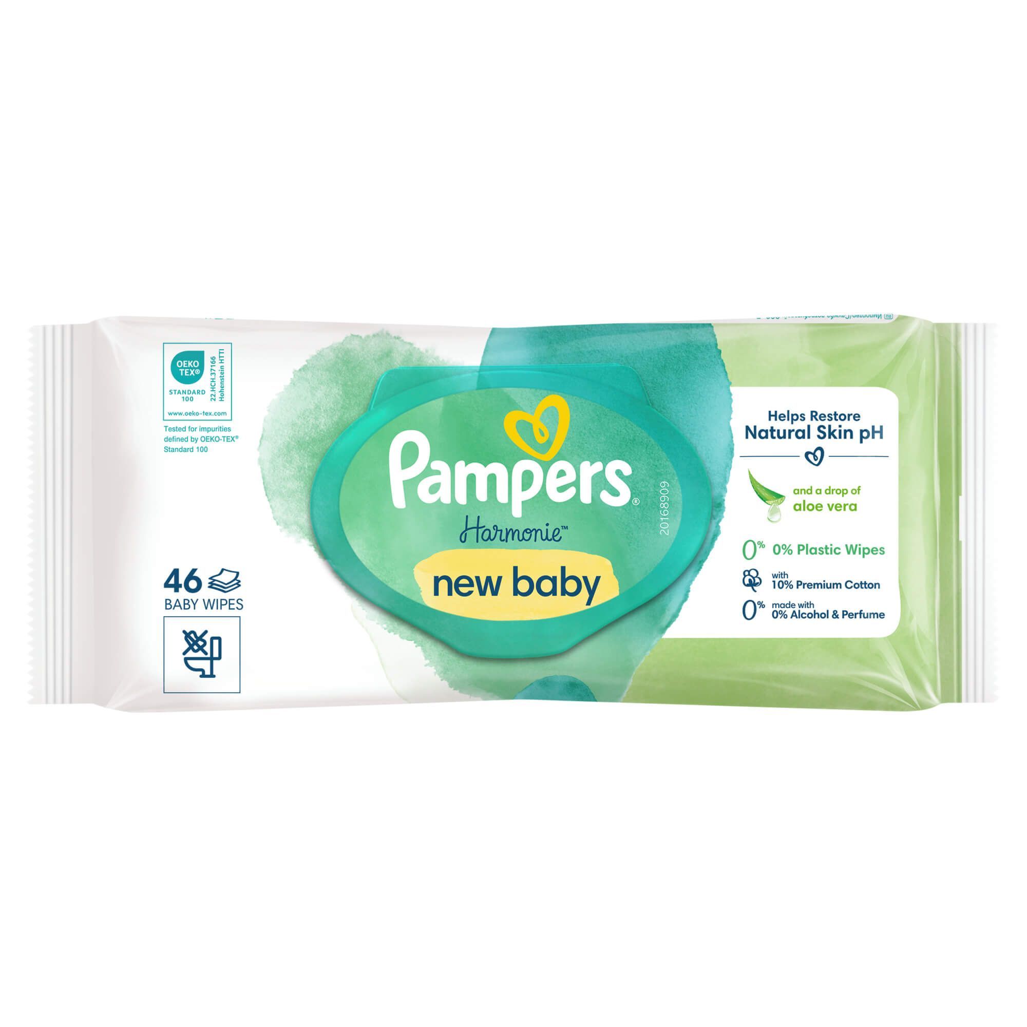Изображение товара Салфетки влажные детские Harmonie New Baby Pampers/Памперс 46шт