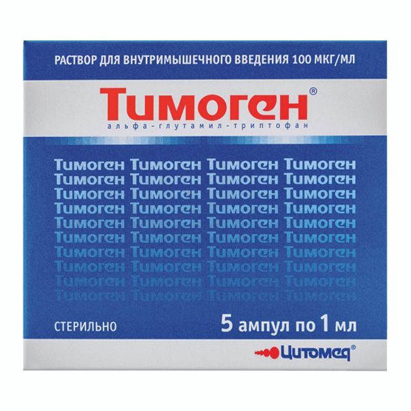 Изображение товара Тимоген раствор для в/м введ. 100мкг/мл 1мл 5шт