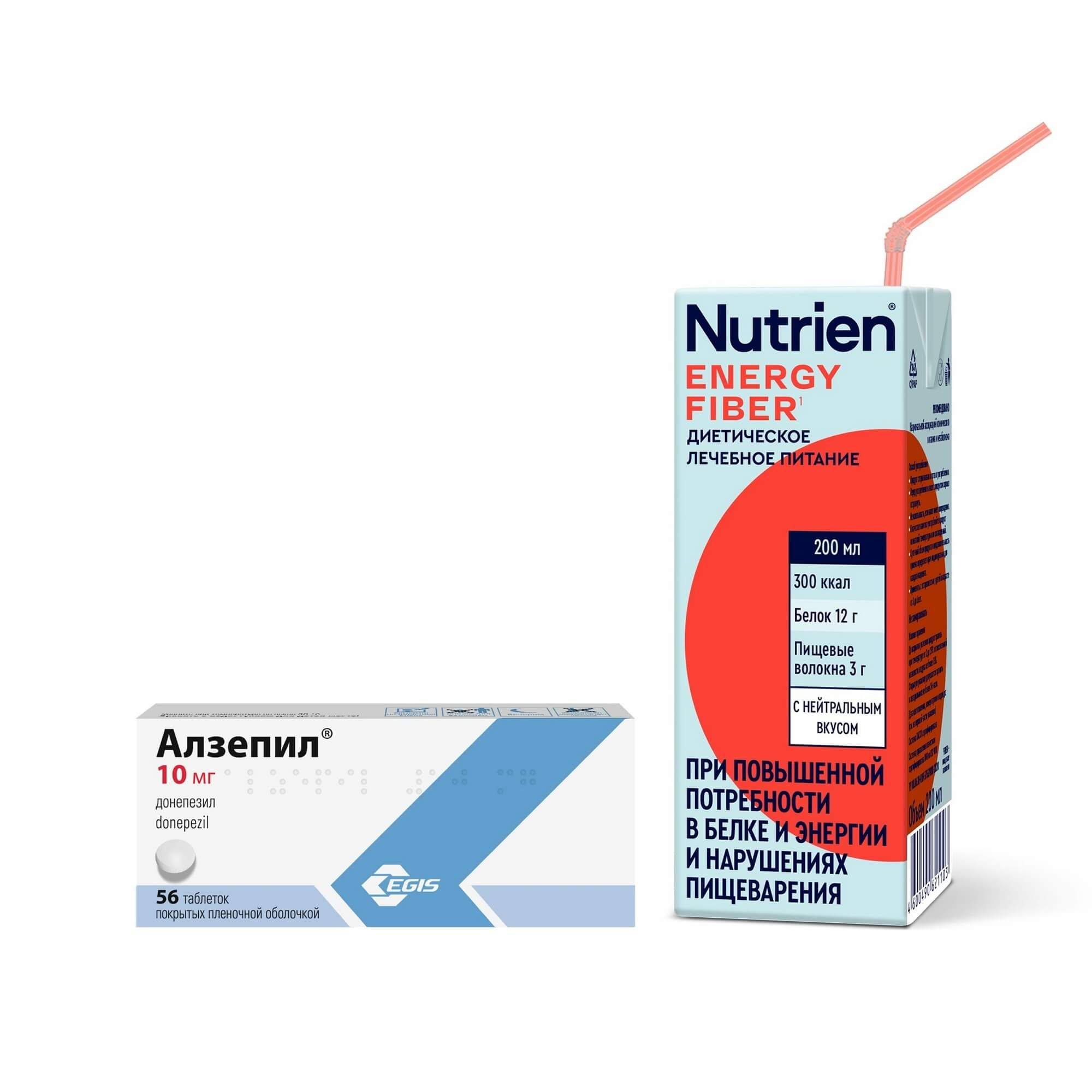 Изображение товара 1X Алзепил 10мг таблетки и диетическое питание Energy Nutrien 200мл комплект
