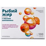 Рыбий жир с маслом шиповника Vitateka/Витатека капсулы 370мг 100шт Рыбий жир с маслом шиповника Vitateka/Витатека капсулы 370мг 100шт