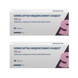 2Х Олмесартан медоксомил Сандоз таблетки п/о плен. 40мг 28шт 2Х Олмесартан медоксомил Сандоз таблетки п/о плен. 40мг 28шт