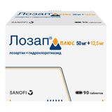 Лозап Плюс таблетки п/о плен. 50мг+12,5мг 90шт Лозап Плюс таблетки п/о плен. 50мг+12,5мг 90шт