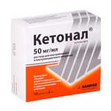 Кетонал раствор в/в и в/м введ. 50мг/мл 2мл 10шт Кетонал раствор в/в и в/м введ. 50мг/мл 2мл 10шт