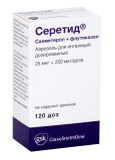 Серетид аэрозоль для ингаляций дозированный 25мкг+250мкг/доза 120доз Серетид аэрозоль для ингаляций дозированный 25мкг+250мкг/доза 120доз