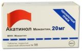Акатинол Мемантин таблетки п/о плен. 20мг 98шт Акатинол Мемантин таблетки п/о плен. 20мг 98шт