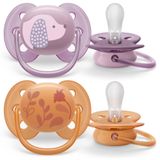 Соска-пустышка силиконовая ортодонтическая с футляром 6-18 мес. Ultra Soft Philips Avent 2шт (SCF091/18)