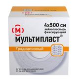 Лейкопластырь традиционный фиксирующий тканевый Мультипласт 4х500см