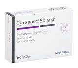 Эутирокс таблетки 50мкг 100шт Эутирокс таблетки 50мкг 100шт