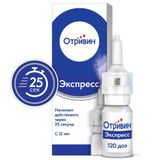 Отривин Экспресс с ментолом спрей назальный дозированный 35мкг/доза 10мл Отривин Экспресс с ментолом спрей назальный дозированный 35мкг/доза 10мл