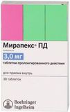 Мирапекс ПД таблетки с пролонгированным высвобождением 3мг 30шт
