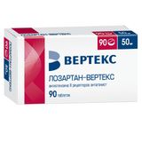 Лозартан-Вертекс таблетки п/о плен. 50мг 90шт Лозартан-Вертекс таблетки п/о плен. 50мг 90шт