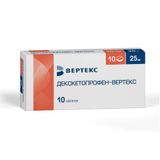 Декскетопрофен-Вертекс таблетки п/о плен. 25мг 10шт Декскетопрофен-Вертекс таблетки п/о плен. 25мг 10шт