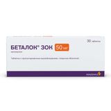 Беталок Зок таблетки с пролонгированным высвобождением п/о 50мг 30шт Беталок Зок таблетки с пролонгированным высвобождением п/о 50мг 30шт