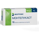 Монтелукаст для детей таблетки жевательные 4мг 15шт Монтелукаст для детей таблетки жевательные 4мг 15шт