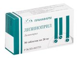 Лизиноприл таблетки 20мг 30шт Лизиноприл таблетки 20мг 30шт
