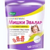 Мультивитамины Формула Мишки вкус апельсина, клубники и винограда Эвалар Бэби пастилки жевательные 2г 120шт
