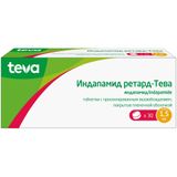 Индапамид ретард-Тева таблетки с пролонгированным высвобождением п/о плен. 1,5мг 30шт