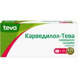 Карведилол-Тева таблетки 6,25мг 30шт Карведилол-Тева таблетки 6,25мг 30шт