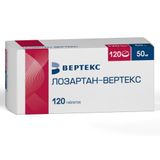 Лозартан-Вертекс таблетки п/о плен. 50мг 120шт Лозартан-Вертекс таблетки п/о плен. 50мг 120шт