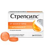 Стрепсилс с витамином С вкус апельсина таблетки для рассасывания 24шт Стрепсилс с витамином С вкус апельсина таблетки для рассасывания 24шт