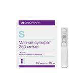 Магния сульфат раствор для в/в введ. амп. 250мг/мл 10мл 10шт Магния сульфат раствор для в/в введ. амп. 250мг/мл 10мл 10шт