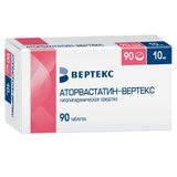 Аторвастатин-Вертекс таблетки п/о плен. 10мг 90шт Аторвастатин-Вертекс таблетки п/о плен. 10мг 90шт