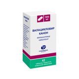 Валацикловир Канон таблетки п/о плен. 500мг 42шт Валацикловир Канон таблетки п/о плен. 500мг 42шт
