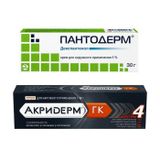 Набор 1X Акридерм ГК крем для наружного применения 15г + 1X Пантодерм крем для наружного применения 5% 30г Набор 1X Акридерм ГК крем для наружного применения 15г + 1X Пантодерм крем для наружного применения 5% 30г