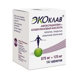 Экоклав таблетки, покрытые пленочной оболочкой 875мг+125мг 14шт