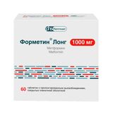 Форметин Лонг таблетки с пролонгированным высвобождением п/о плен. 1000мг 60шт Форметин Лонг таблетки с пролонгированным высвобождением п/о плен. 1000мг 60шт
