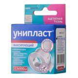 Лейкопластырь фиксирующий на основе шелка Унипласт 2,5х500см Лейкопластырь фиксирующий на основе шелка Унипласт 2,5х500см