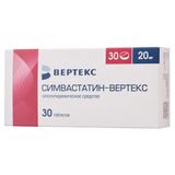 Симвастатин-Вертекс таблетки п/о плен. 20мг 30шт Симвастатин-Вертекс таблетки п/о плен. 20мг 30шт