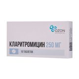 Кларитромицин таблетки п/о плен. 250мг 10шт Кларитромицин таблетки п/о плен. 250мг 10шт