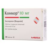 Конкор таблетки п/о плен. 10мг 30шт Конкор таблетки п/о плен. 10мг 30шт